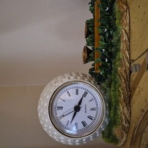 Vintage Golf Desk Clock, Pen & Business Card Holder Decor